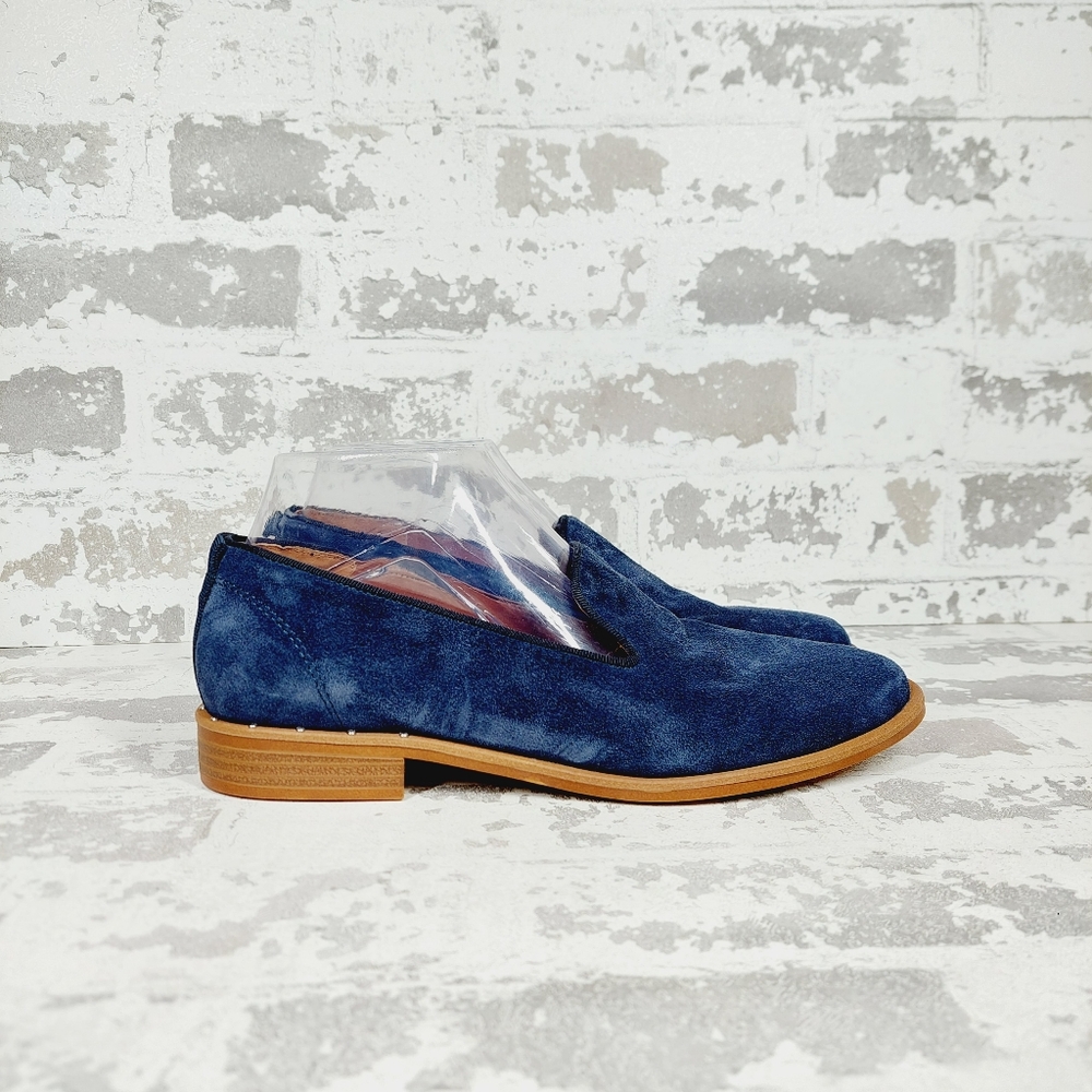 NEW Franco Sarto Jeena Blue Suede Leather Flat Loafers E622 - Picture 5 of 11